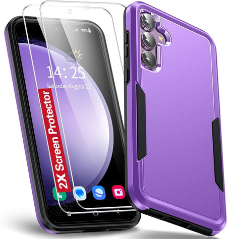 Entronix Heavy Duty Case Designed for Samsung Galaxy S23 Case with 2 Pack Tempered Glass Screen Protector, Shockproof Dropproof Anti-Scratch Case - Entro Retail