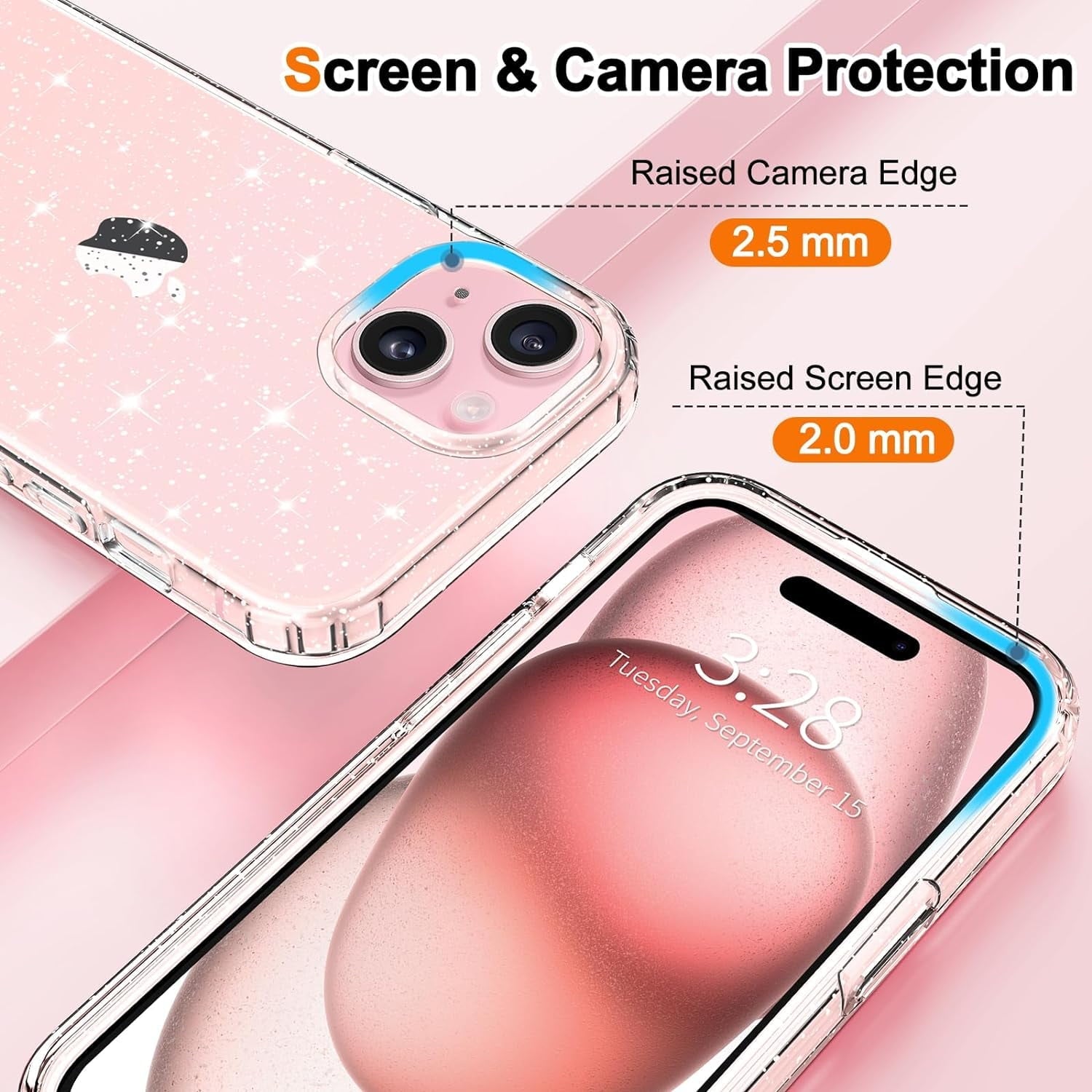 Entronix Case Compatible with iPhone 17e - [Hard Back] Glitter Clear ENTRONIX