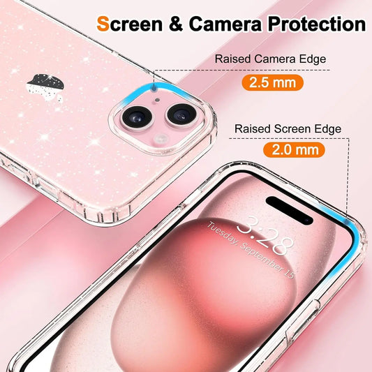 Entronix Case Compatible with iPhone 17e - [Hard Back] Glitter Clear ENTRONIX