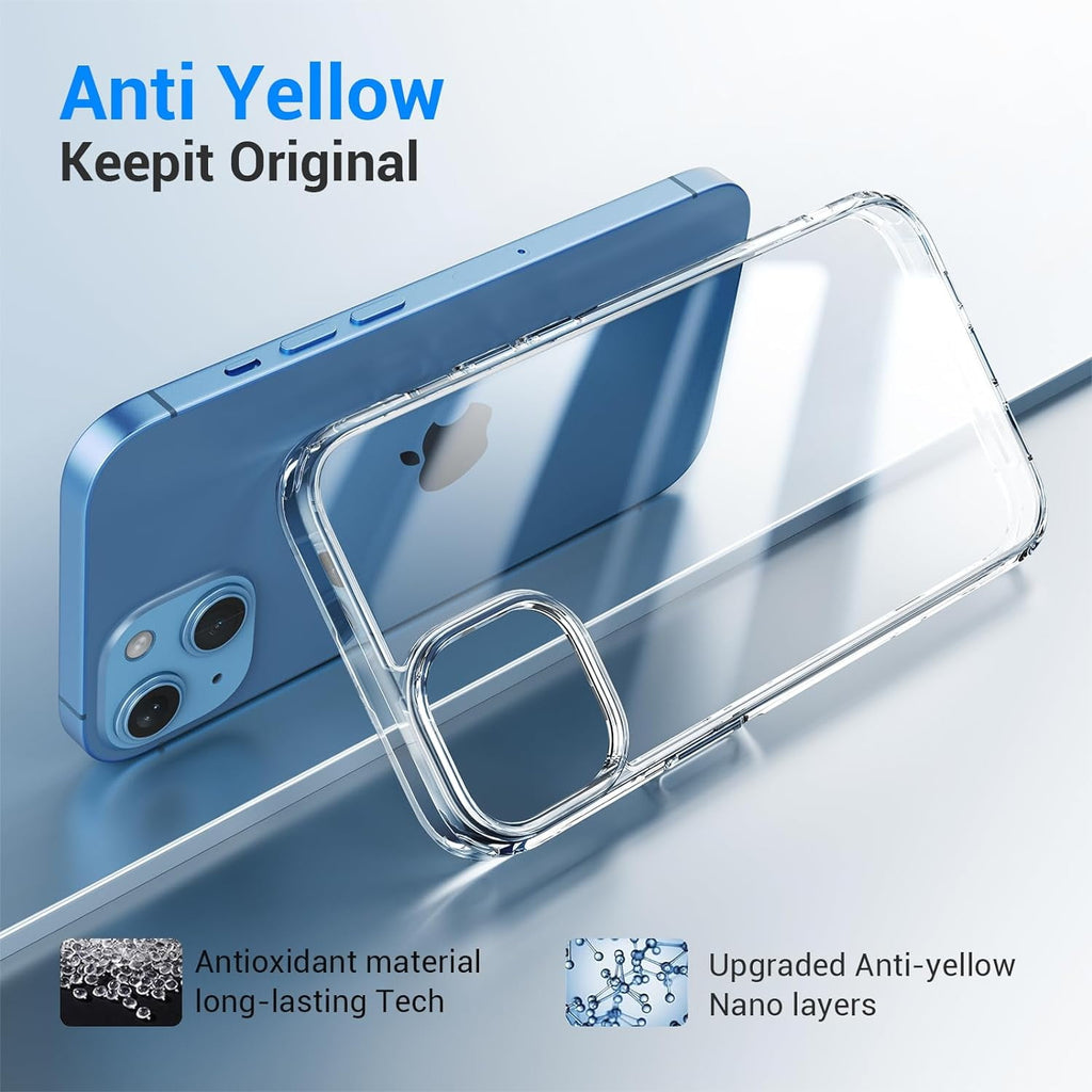 Entronix Bundle Compatible with iPhone 13 Mini - [Soft] TPU Clear Case, 2 Clear Screen Protector & 2 Camera Lens Protectors