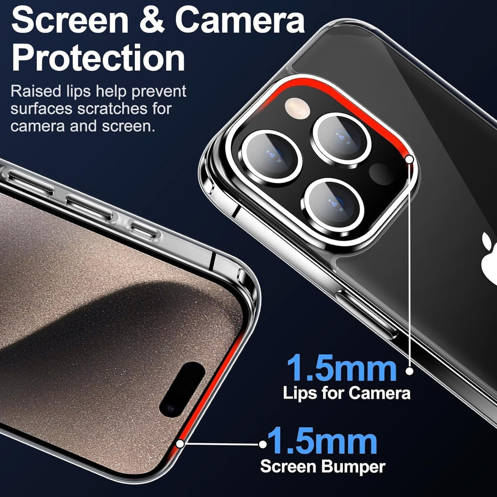 Entronix 3-in-1 Bundle for Apple iPhone 16 Pro, Slim Clear Case & 2 Clear Tempered Glass Screen Protectors - Entro Retail