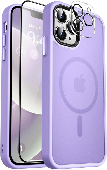 Entronix Apple iPhone 12 Pro 3-in-1 Bundle - [Magnetic] Translucent Matte Case, 1 Clear Screen Protector & 1 Camera Lens Protector, - Entro Retail