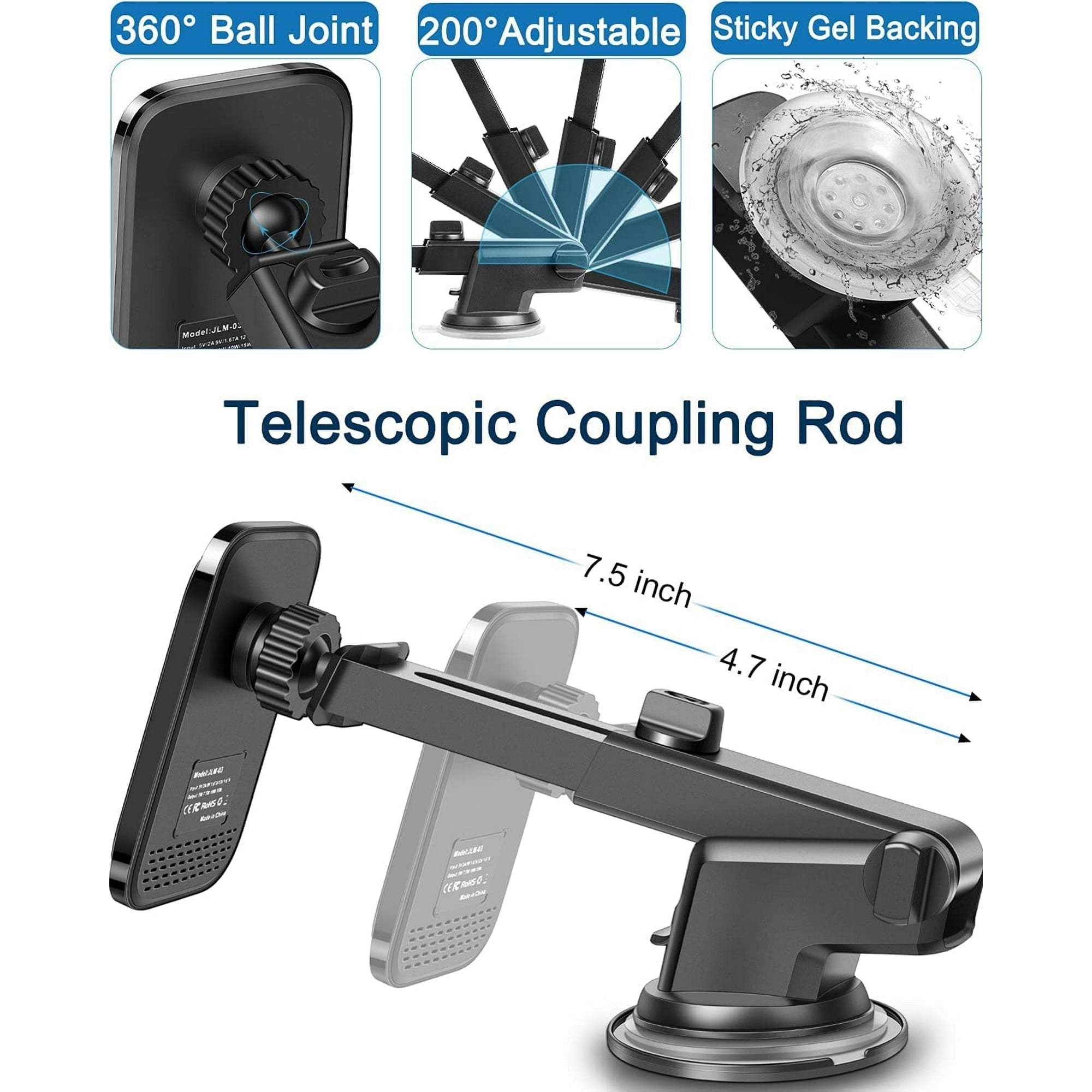 Entronix [Magnetic] Suction Cup Car Phone Holder - Fast Wireless Charging