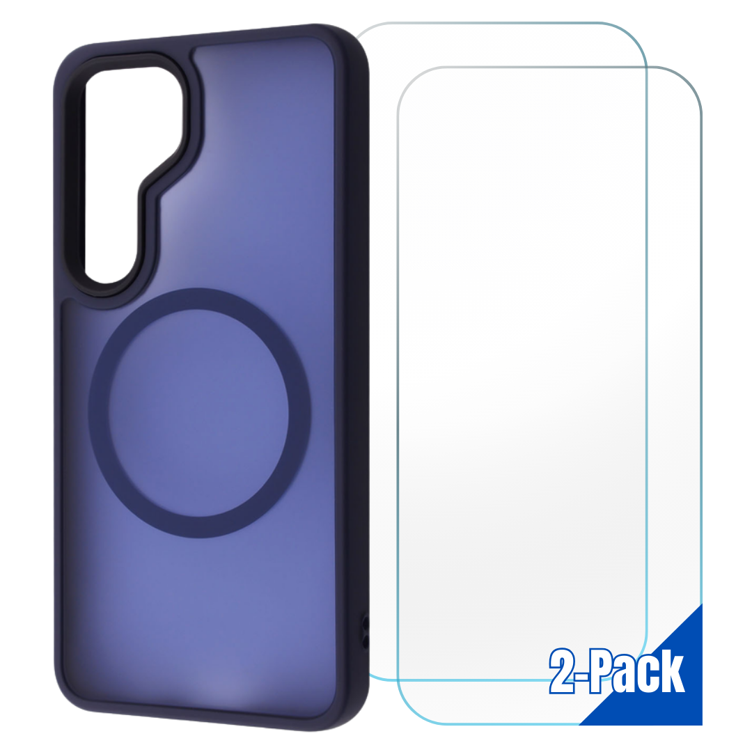 Entronix Bundle Compatible with Galaxy S24 - [Magnetic] Translucent Matte Case & 2 Clear Screen Protectors