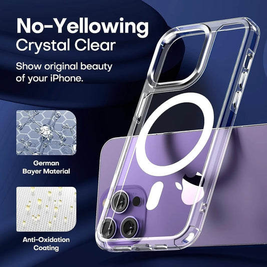 Entronix Bundle Compatible with iPhone 16 Pro Max - [Magnetic] Clear Case, 2 Clear Screen Protectors & 1 Metallic Camera Lens Protector - Entronix