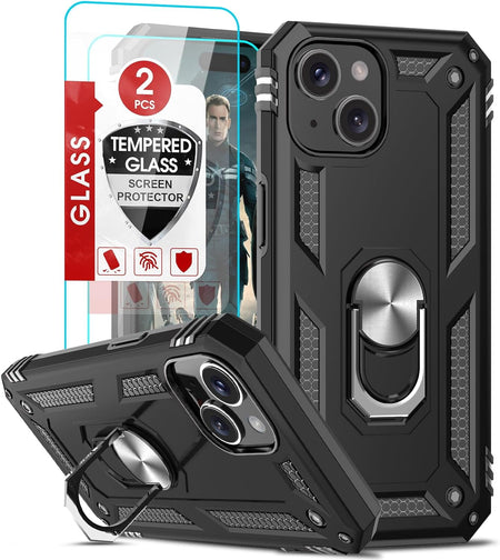 Entronix Apple iPhone 15 Plus Case - Guard Ring Holder & 2 Clear Screen Protectors - Entro Retail