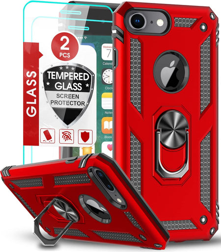 Entronix Apple iPhone 8/7/SE Case - Guard Ring Holder & 2 Clear Screen Protectors - Entro Retail