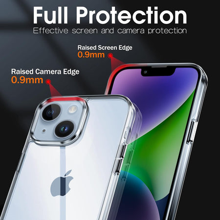 Entronix Heavy Duty Clear Case for Apple iPhone 14, Crystal Clear Transparent Bumper Cover - Entro Retail