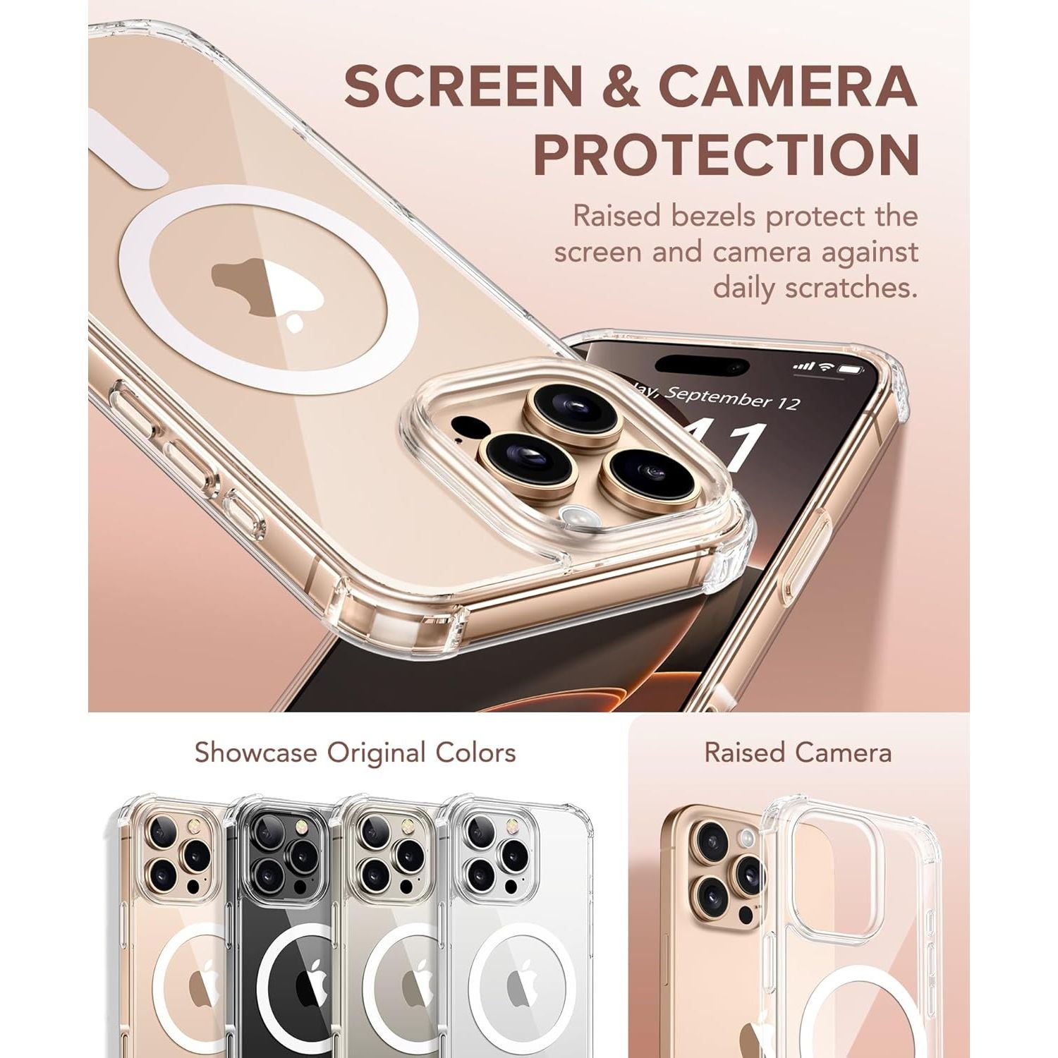 Entronix 3-in-1 Bundle for Apple iPhone 16 Pro, Magnetic Clear Case & 2 Clear Tempered Glass Screen Protectors - Entro Retail