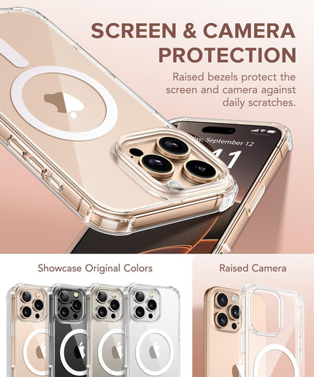 Entronix 3-in-1 Bundle for Apple iPhone 16 Pro, Magnetic Clear Case & 2 Clear Tempered Glass Screen Protectors - Entro Retail