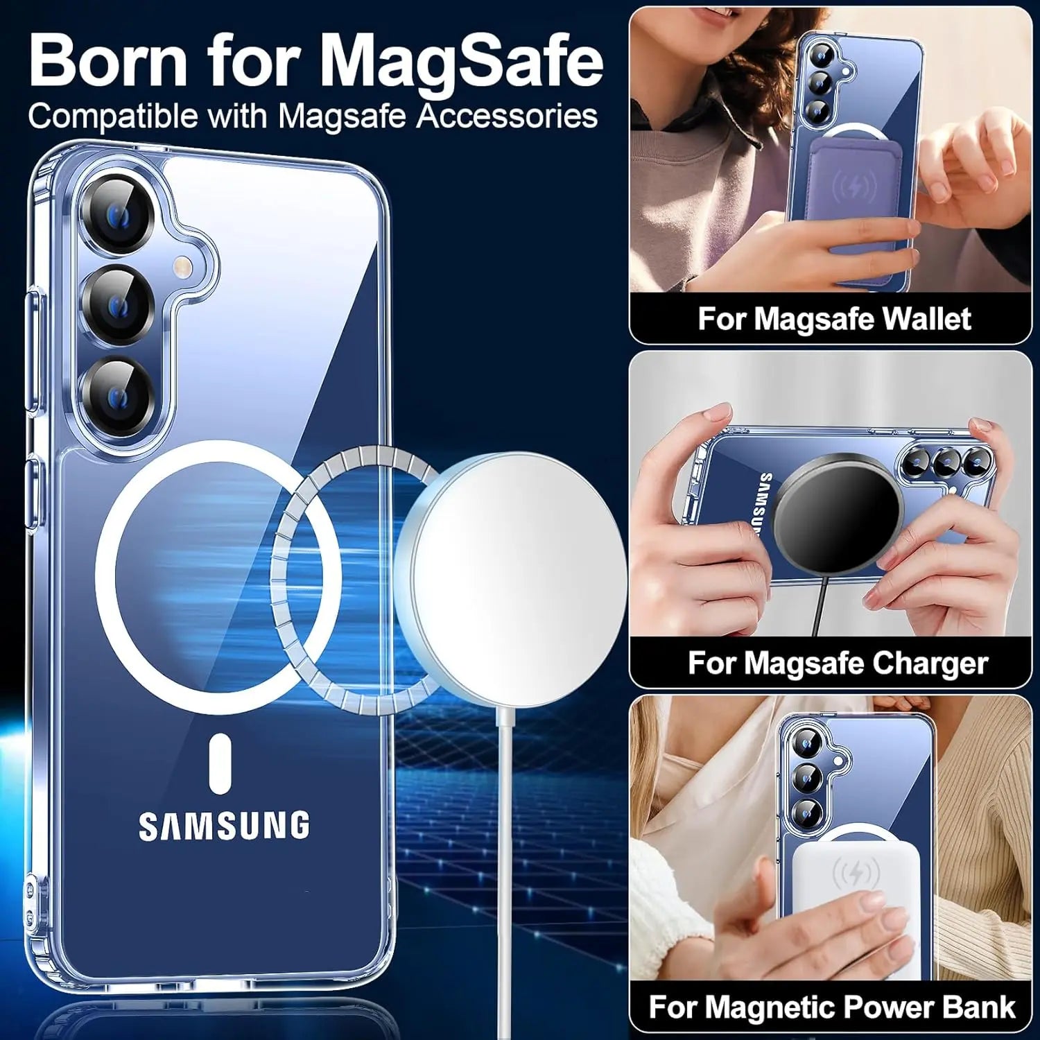 Entronix Bundle Compatible with Galaxy S25 Plus - [Magnetic] Clear Case & 1 Clear Screen Protector - Entronix