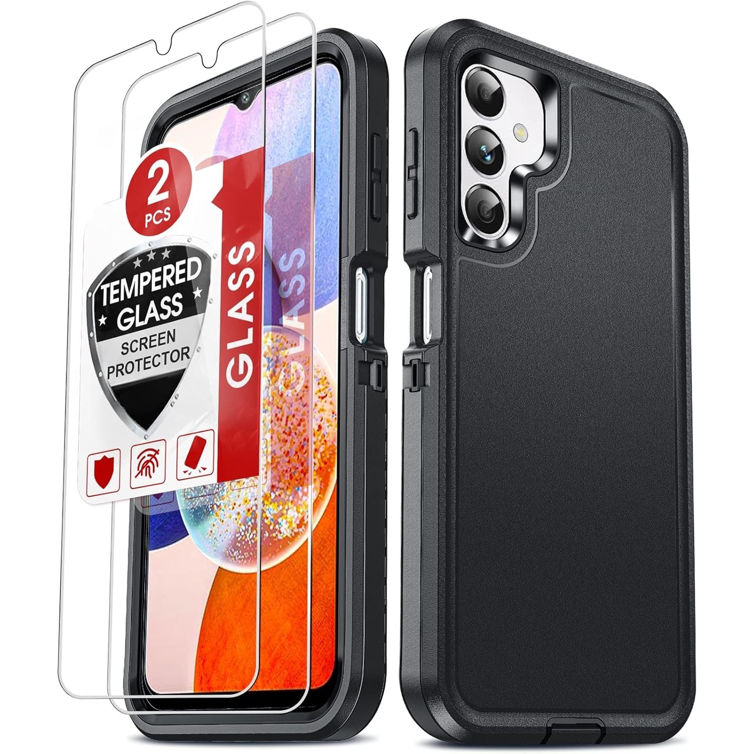 Entronix 3-in-1 Bundle for Samsung Galaxy S23 FE, Heavy Duty Case & 2 Clear Tempered Glass Screen Protectors - Entro Retail