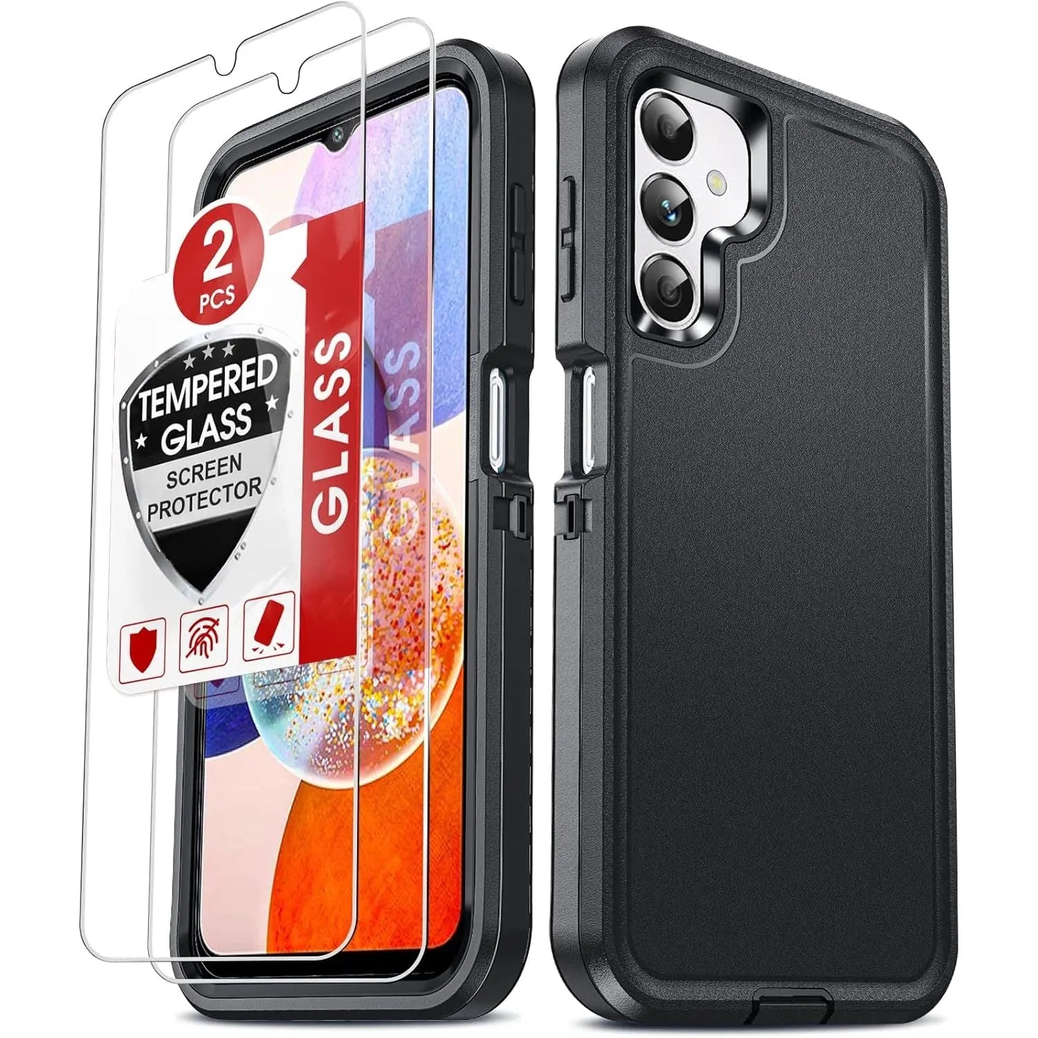 Entronix 3-in-1 Bundle for Samsung Galaxy S20 FE, Heavy Duty Case & 2 Clear Tempered Glass Screen Protectors - Entro Retail