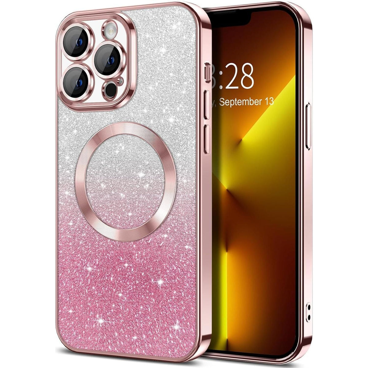 Entronix [Magnetic] Case Compatible with iPhone 13 Pro - [Clear Back] Luxury Glossy Cover
