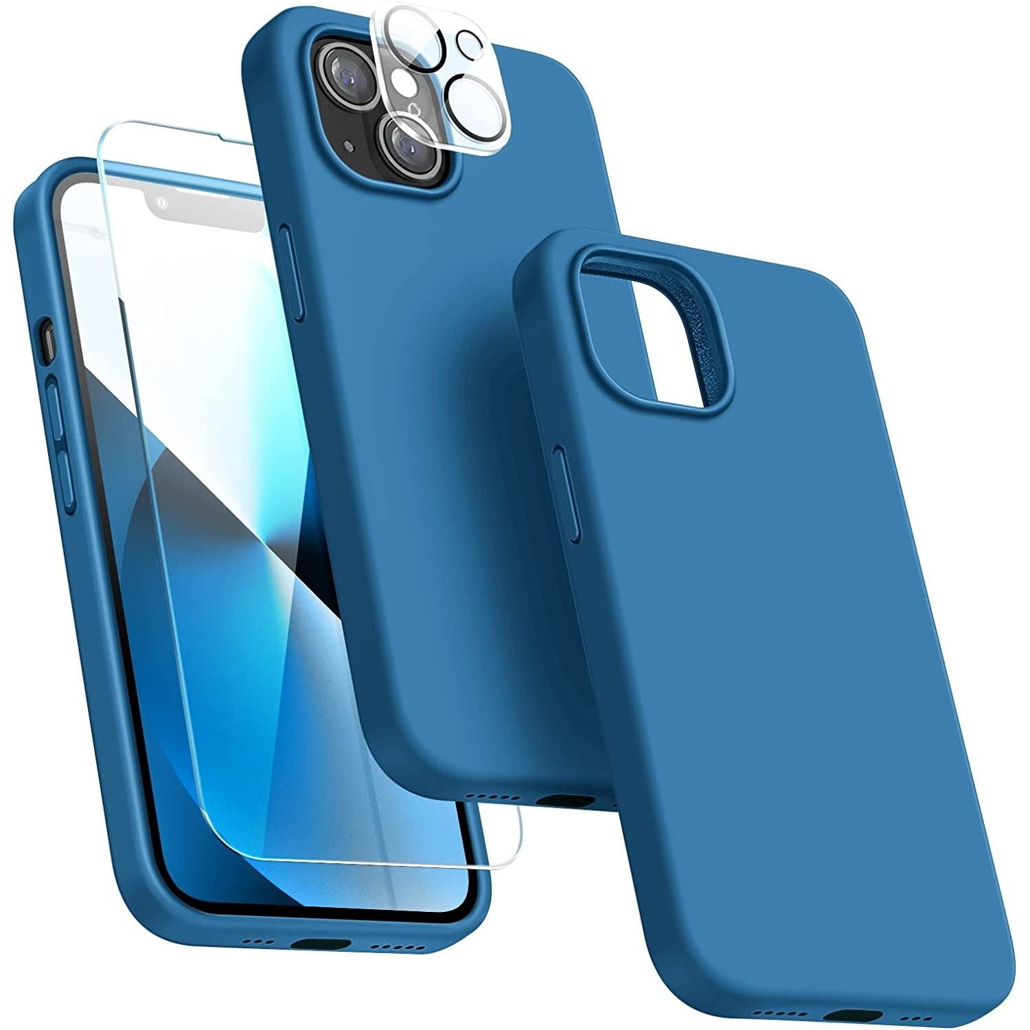 Entronix Silicone Case Designed for Apple iPhone 15 Liquid Silicone Case, 3 in 1 Bundle Case with Clear Tempered Glass and Camera Lens Shockproof Case - Entro Retail
