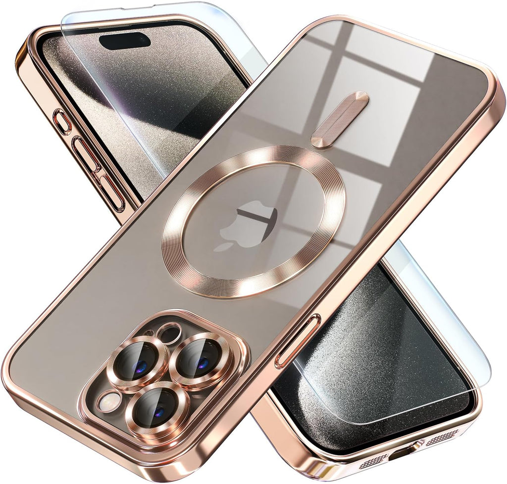 Entronix Bundle Compatible with iPhone 14 Pro - [Magnetic] Luxury Glossy Case & 1 Clear Screen Protector