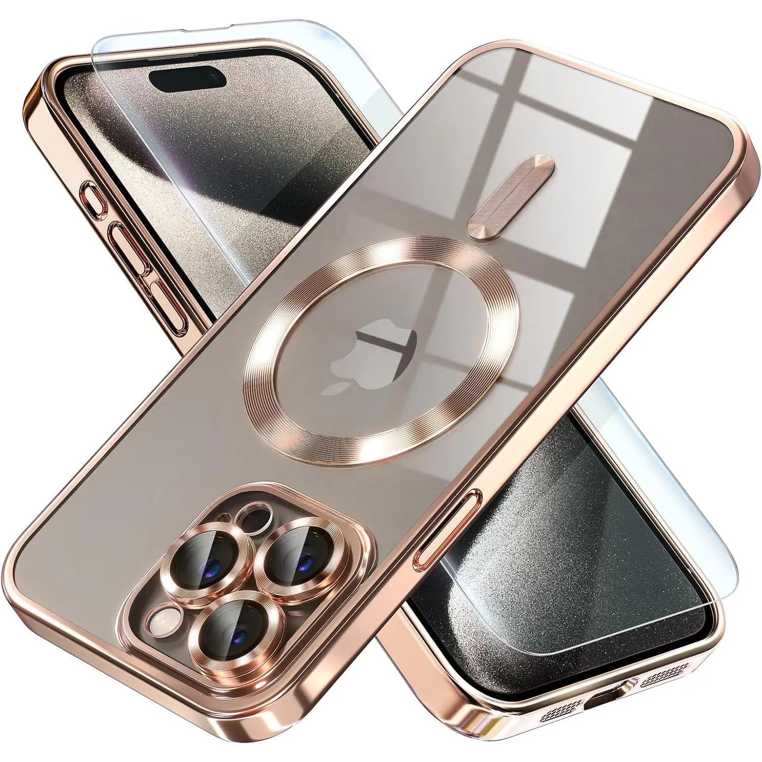 Entronix Bundle Compatible with iPhone 15 Pro - [Magnetic] Luxury Glossy Case & 1 Clear Screen Protector - Entronix