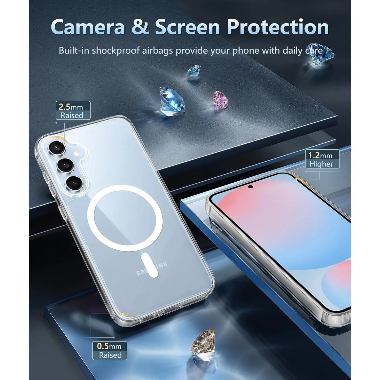 Entronix Clear Case for Samsung Galaxy S24 Ultra Magnetic Case, [ Resistant] Strong Protective Cover, Slim Fit Shockproof Transparent Crystal Cover - Entro Retail