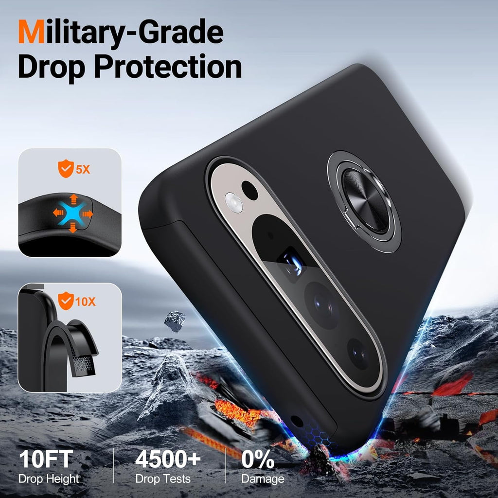 Entronix Bundle Compatible with Pixel 9 Pro XL - 360º Circular Ring Gripstand Case & 2 Clear Screen Protectors