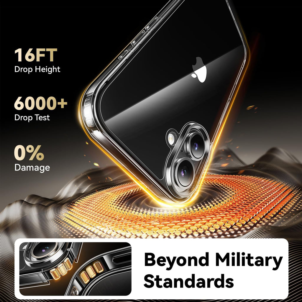 Entronix Bundle Compatible with iPhone 16 Plus - [Hard] Clear Case, 2 Clear Screen Protector & 2 Camera Lens Protectors