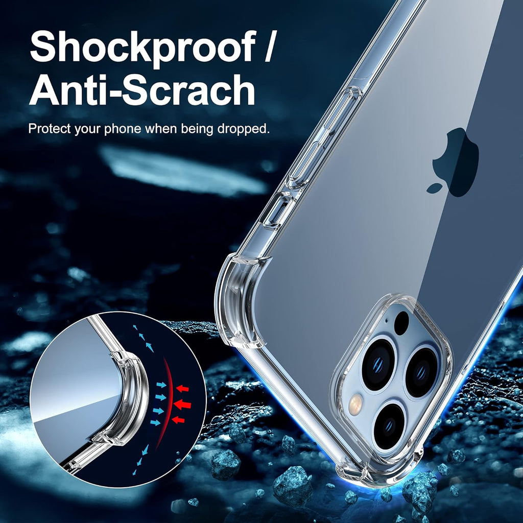 Entronix Clear Case for Apple iPhone 13 Pro, Crystal Clear Transparent TPU Bumper Cover - Entro Retail