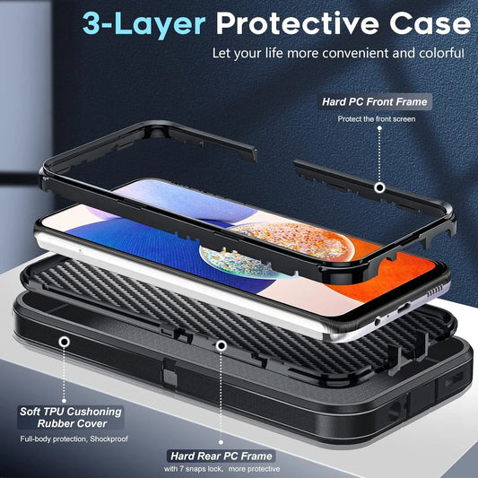Entronix 3-in-1 Bundle for Samsung Galaxy S24 Plus, Heavy Duty Case & 2 Clear Tempered Glass Screen Protectors - Entro Retail