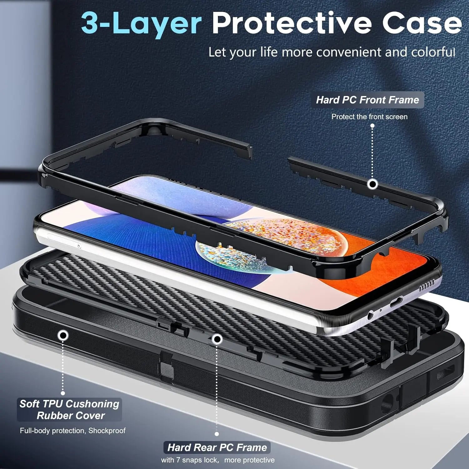 Entronix 3-in-1 Bundle for Samsung Galaxy S22 Plus, Heavy Duty Case & 2 Clear Tempered Glass Screen Protectors - Entro Retail