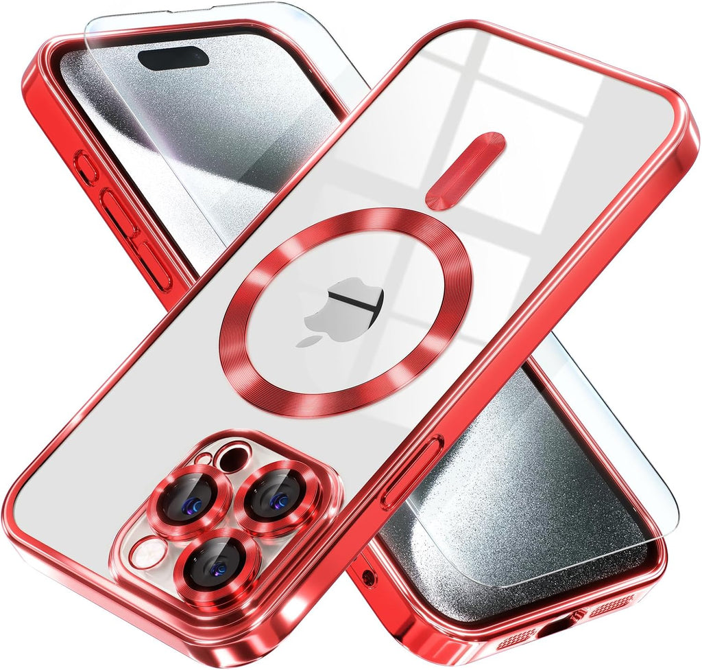 Entronix Bundle Compatible with iPhone 16 Pro Max - [Magnetic] Luxury Glossy Case & 1 Clear Screen Protector