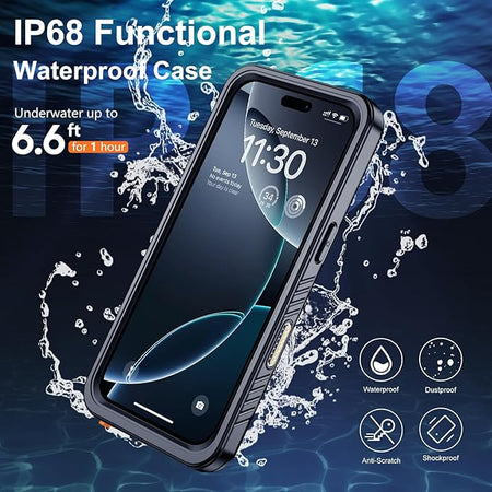 Entronix Waterproof Case For Apple iPhone 16 Pro Max, 360º Protective Bumper Cover - Entro Retail