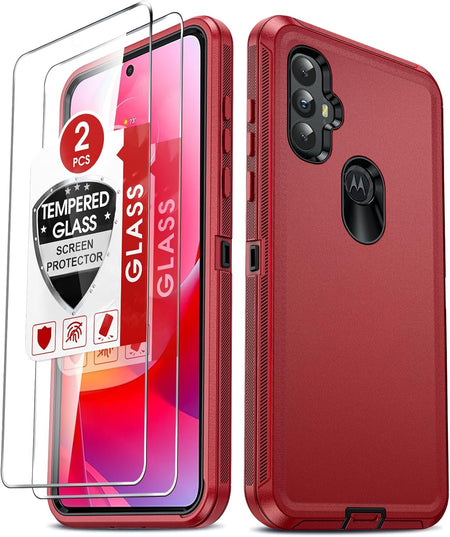 Entronix 3-in-1 Bundle for Motorola G Power 2022, Heavy Duty Case & 2 Clear Tempered Glass Screen Protectors - Entro Retail