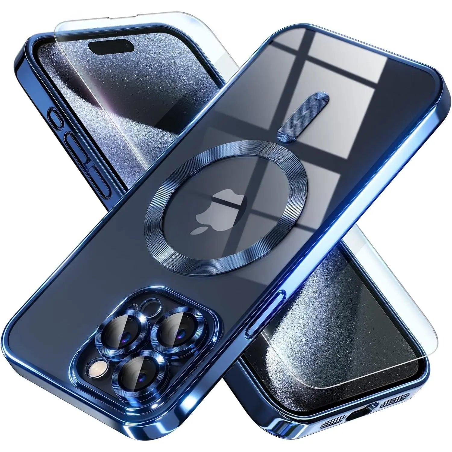 Entronix Bundle Compatible with iPhone 15 Pro - [Magnetic] Luxury Glossy Case & 1 Clear Screen Protector - Entronix