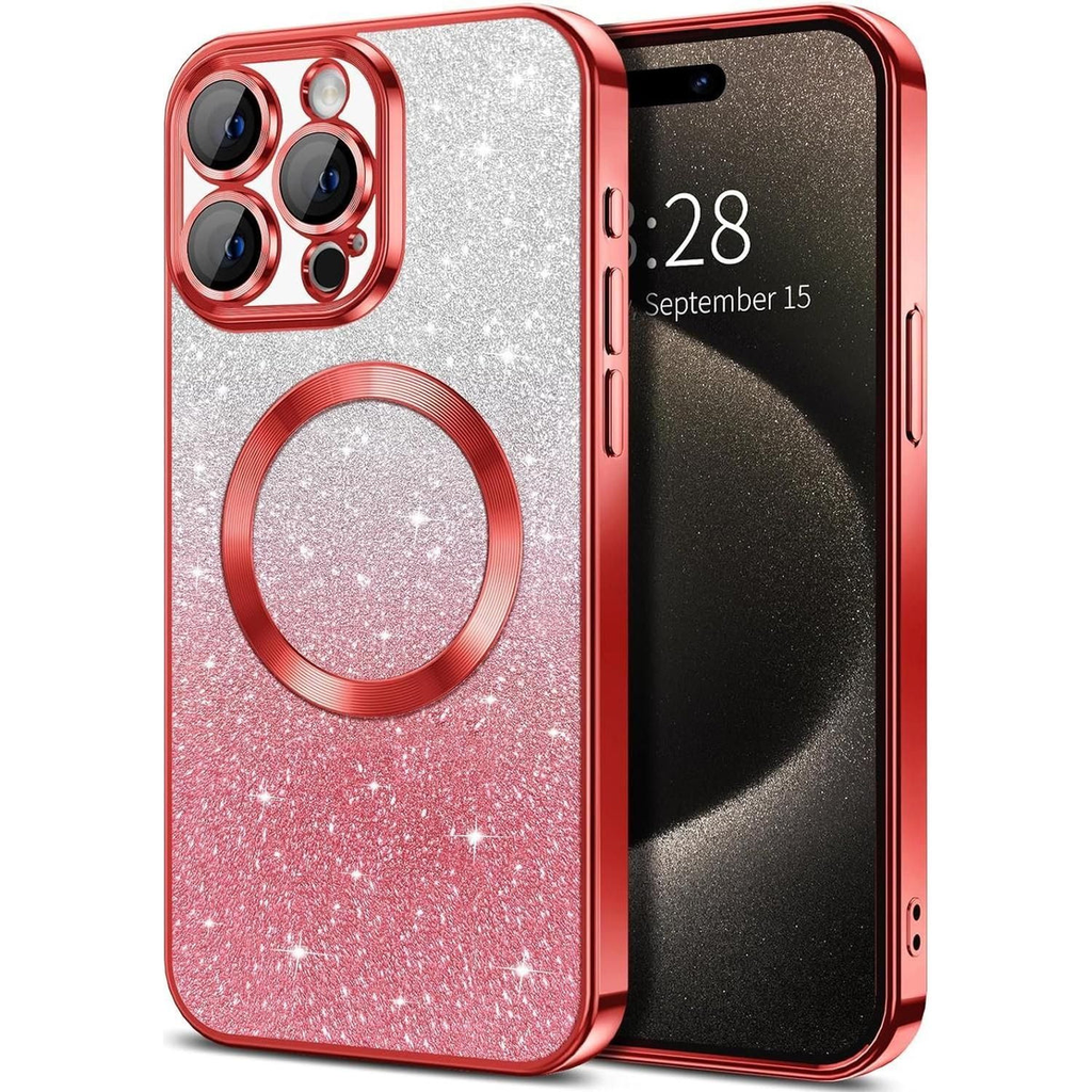 Entronix [Magnetic] Case Compatible with iPhone 15 Pro Max - [Clear Back] Luxury Glossy Cover