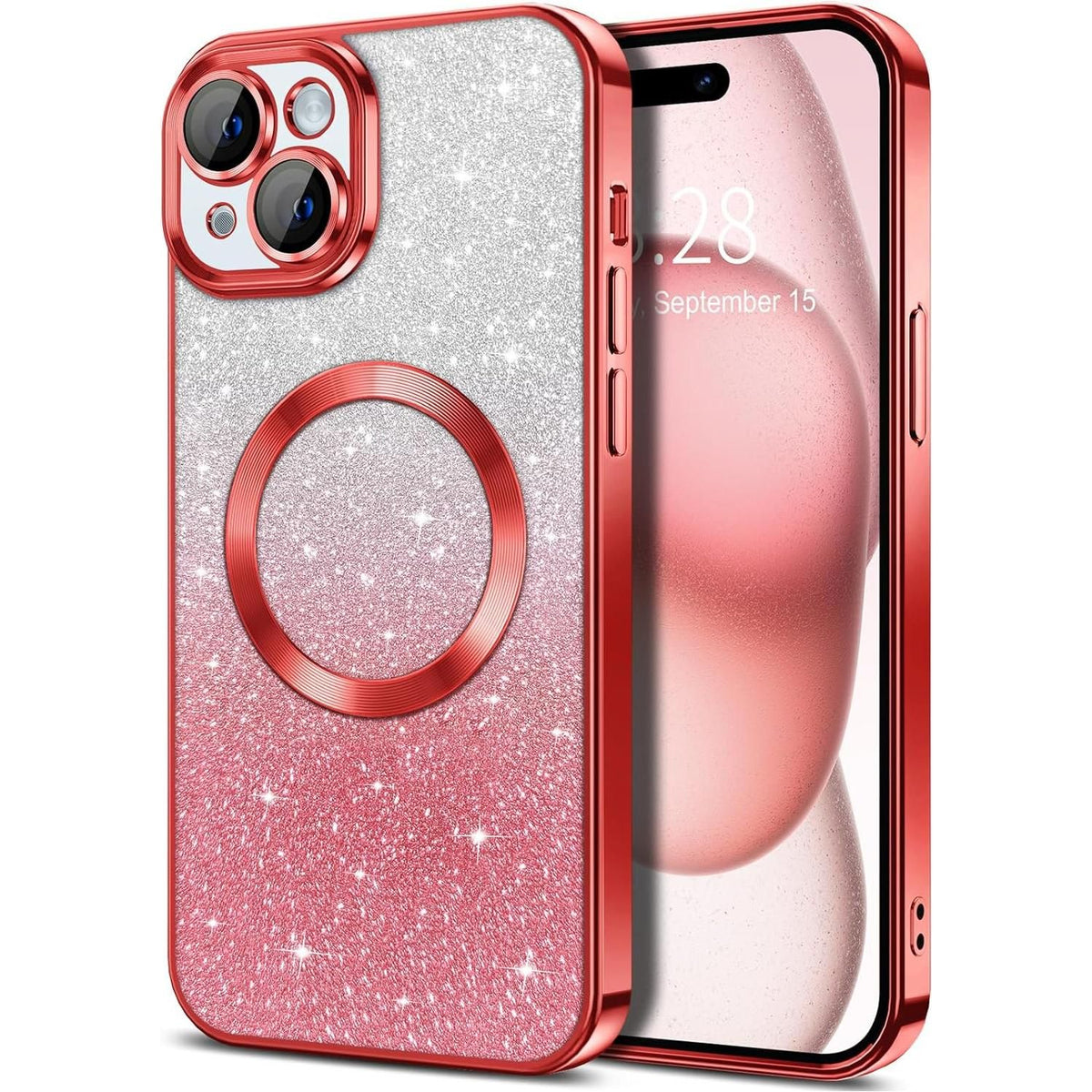 Entronix [Magnetic] Case Compatible with iPhone 15 Plus - [Clear Back] Luxury Glossy Cover