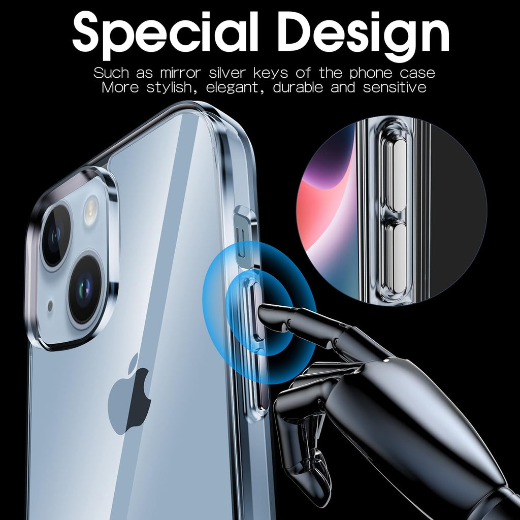 Entronix Heavy Duty Clear Case for Apple iPhone 15 Plus, Crystal Clear Transparent Bumper Cover - Entro Retail