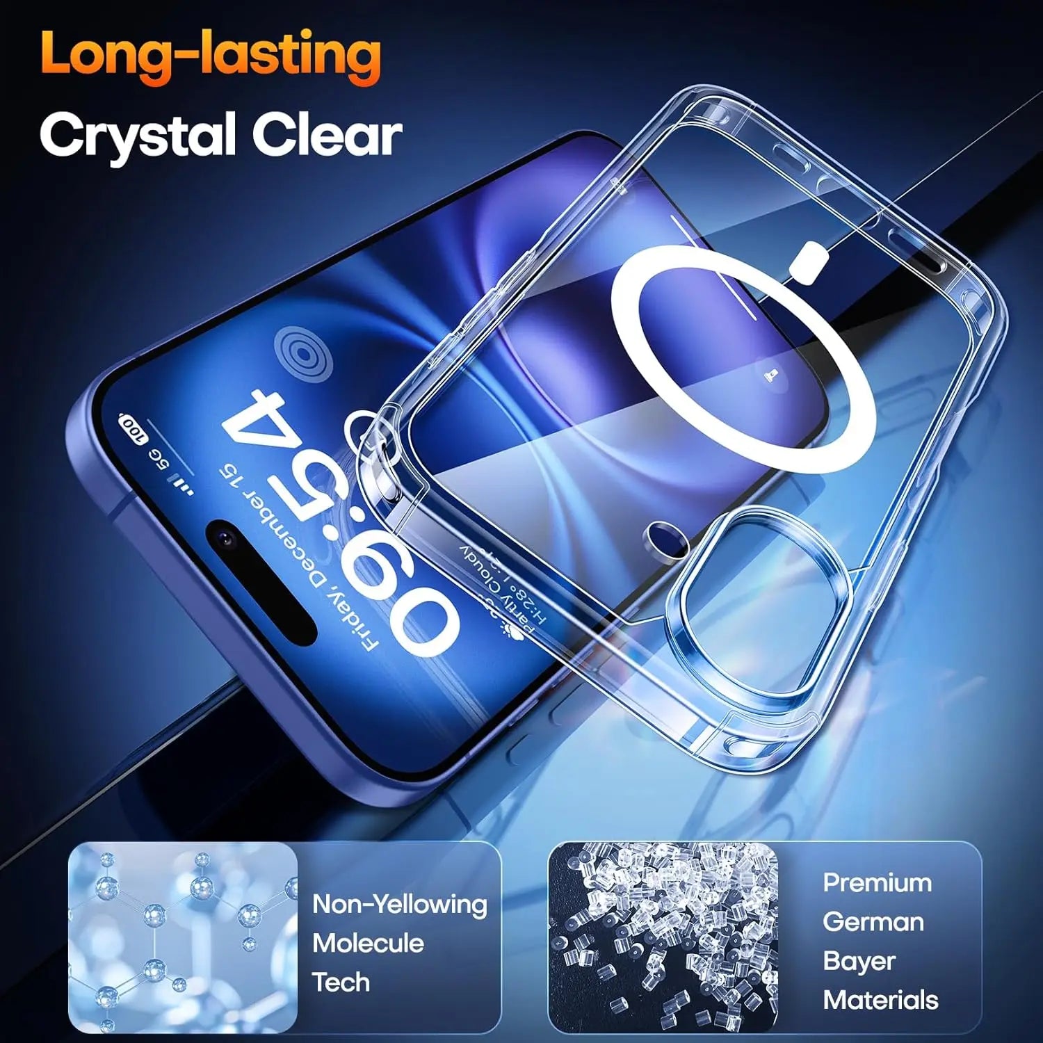 Entronix 3-in-1 Bundle for Apple iPhone 16 Plus, Magnetic Clear Case & 2 Clear Tempered Glass Screen Protectors - Entro Retail