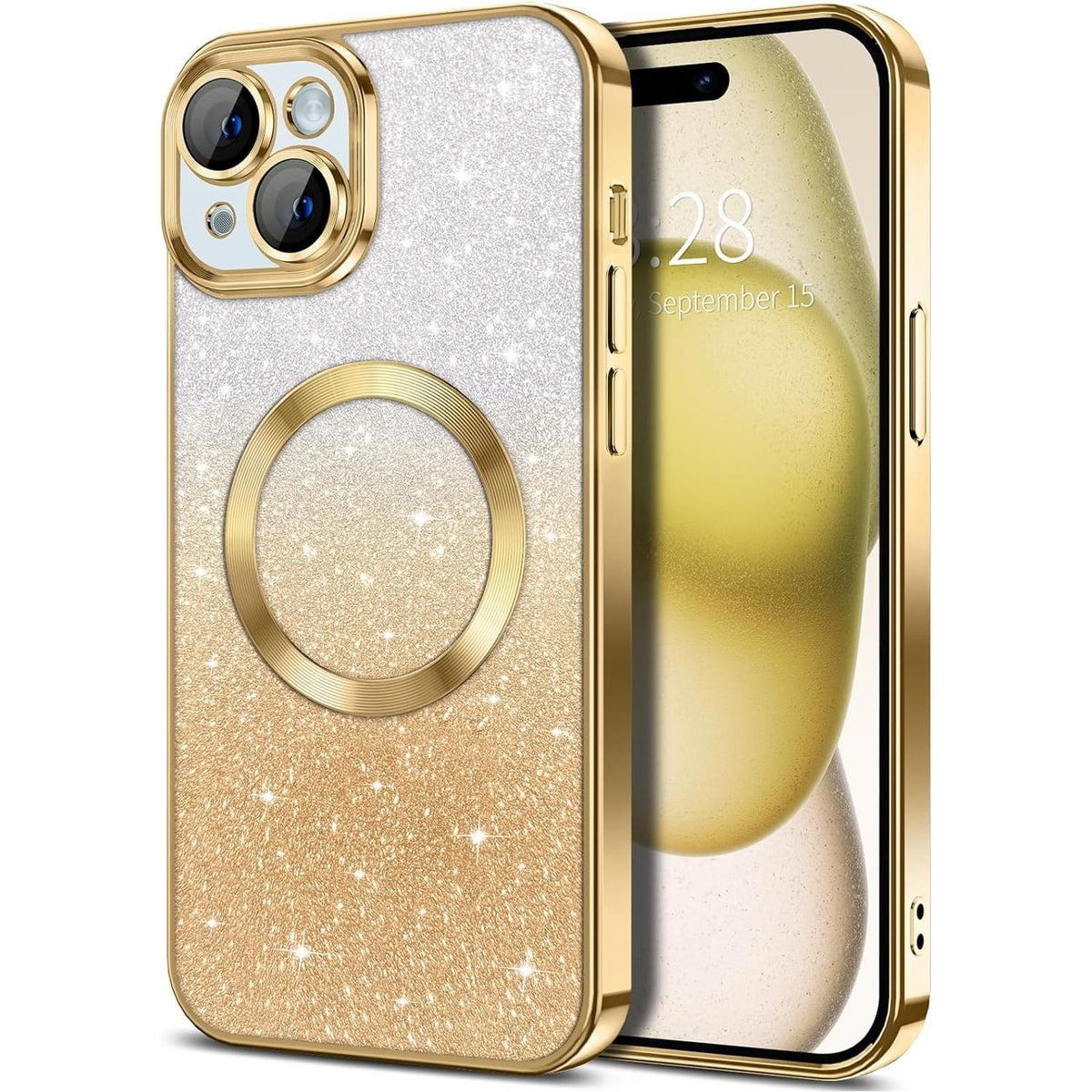 Entronix [Magnetic] Case Compatible with iPhone 15 Plus - [Clear Back] Luxury Glossy Cover