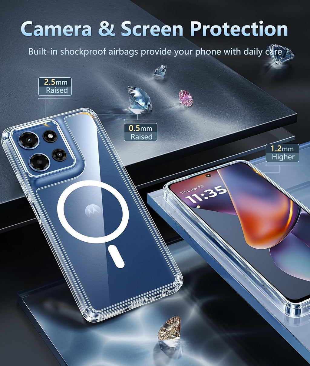 Entronix [Magnetic] Case Compatible with Moto Edge 2025 - [Hard Back] Slim Clear