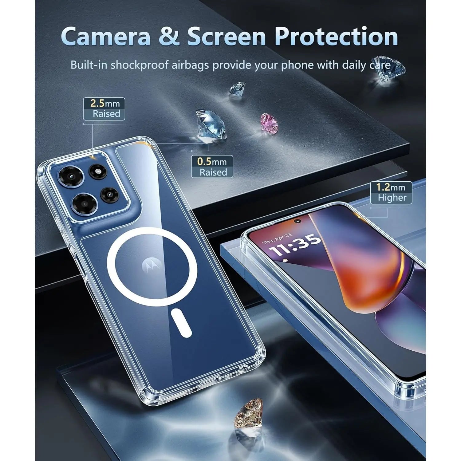 Entronix [Magnetic] Case Compatible with Moto G Stylus 2025 - [Hard Back] Slim Clear - Entronix