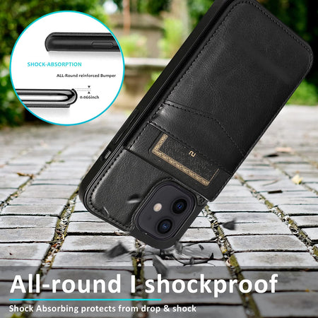 Entronix Slim Wallet Case for Apple iPhone 15 Pro Max, Leather Wallet & Card Holder Bumper Cover, - Entro Retail