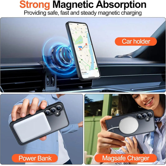 Entronix Bundle Compatible with Galaxy S25 - [Magnetic] Translucent Matte Case & 2 Clear Screen Protectors - Entronix