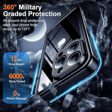 Entronix Waterproof Case For Apple iPhone 16 Pro Max, 360º Protective Bumper Cover - Entro Retail