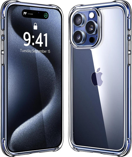 Entronix Clear Case for Apple iPhone 15 Pro Max, Crystal Clear Transparent TPU Bumper Cover - Entro Retail