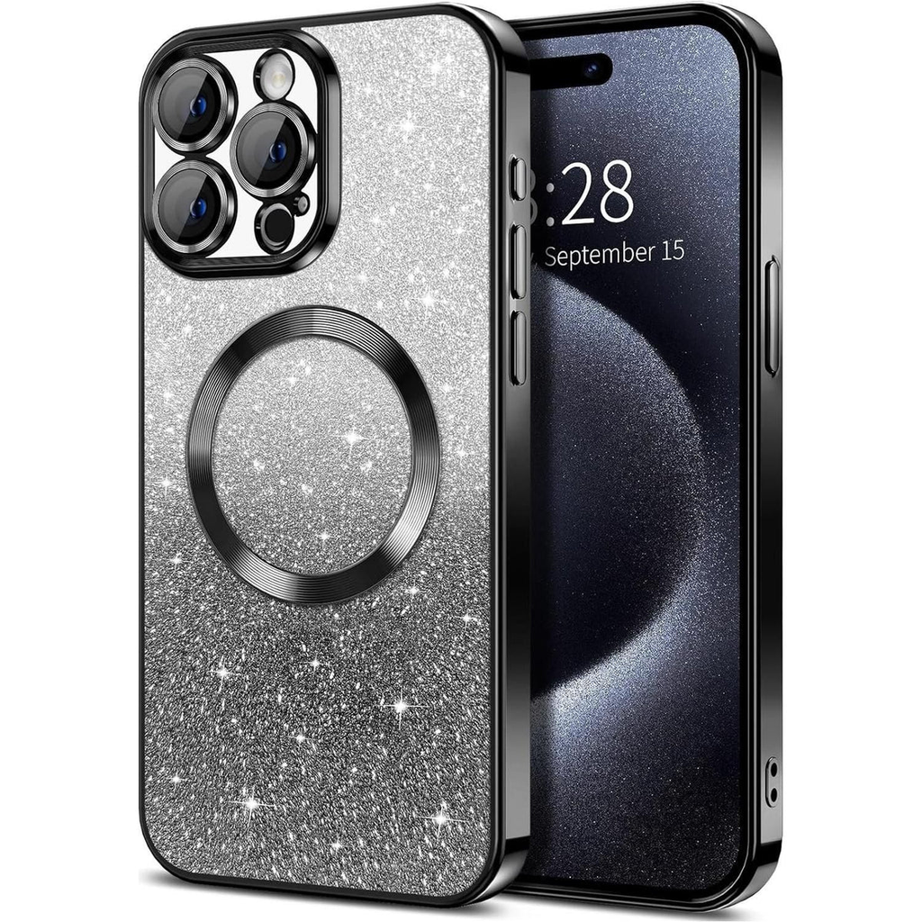 Entronix [Magnetic] Case Compatible with iPhone 15 Pro Max - [Clear Back] Luxury Glossy Cover