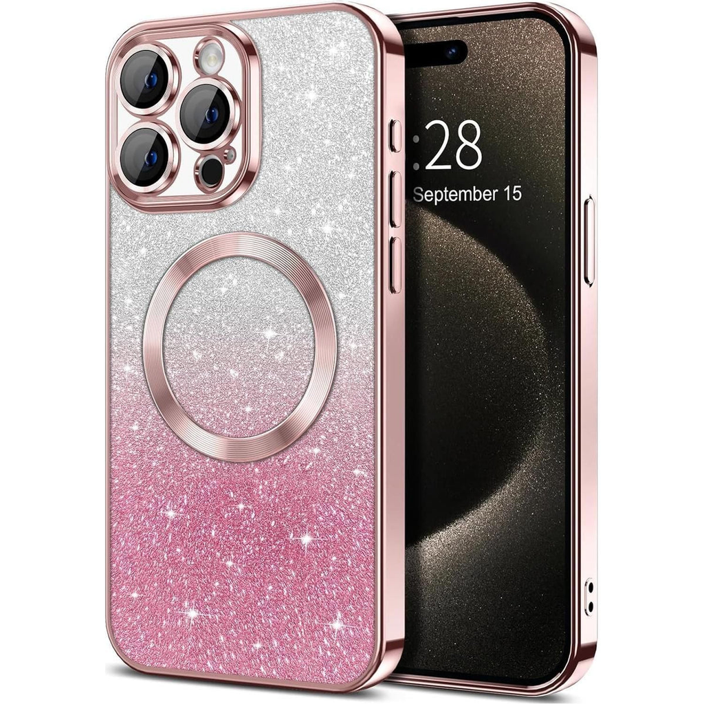 Entronix [Magnetic] Case Compatible with iPhone 15 Pro Max - [Clear Back] Luxury Glossy Cover