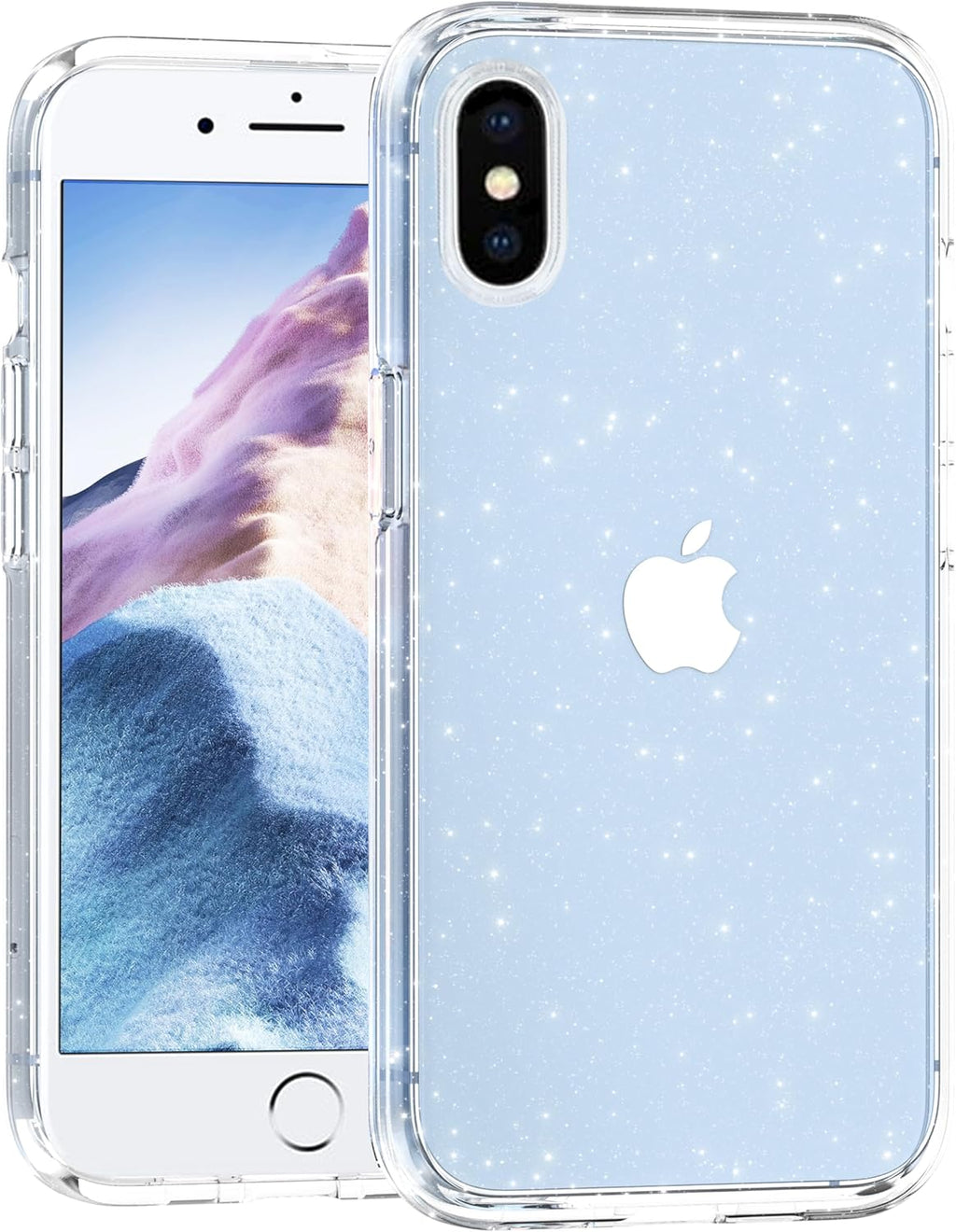 Entronix Glitter Clear Case for Apple iPhone X/XS, Crystal Clear Sparkly Bumper Cover - Entro Retail