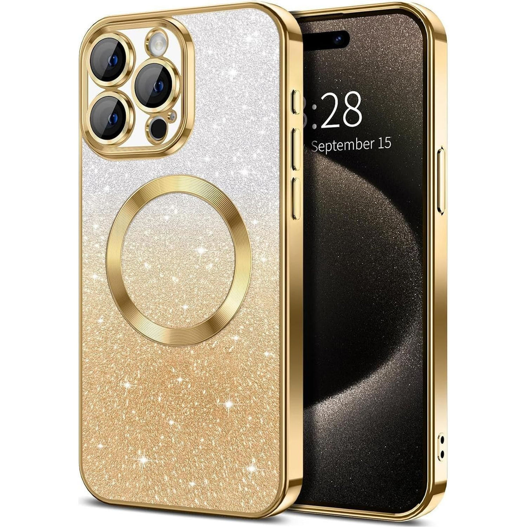 Entronix [Magnetic] Case Compatible with iPhone 15 Pro Max - [Clear Back] Luxury Glossy Cover