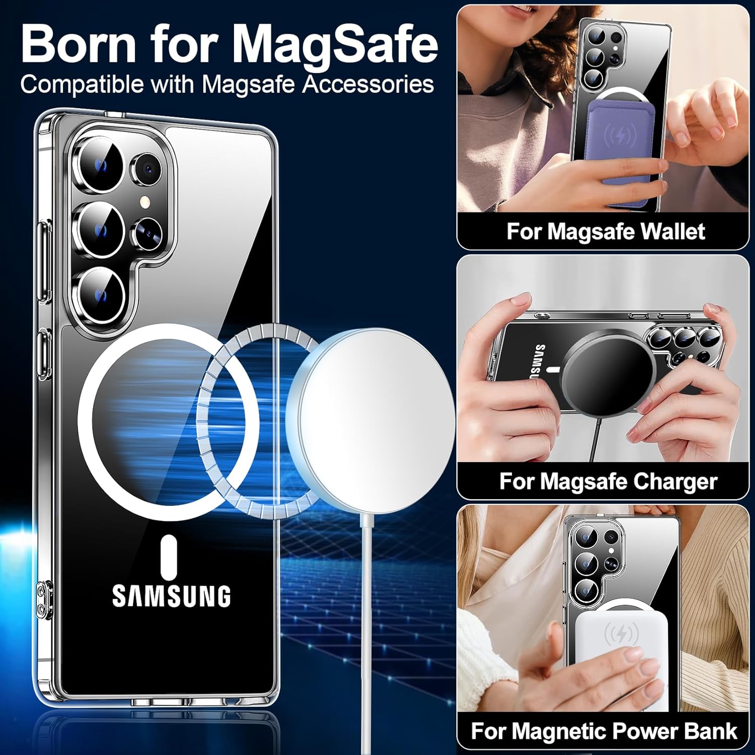 Entronix Bundle Compatible with Galaxy S24 Ultra - [Magnetic] Clear Case & 1 Clear Screen Protector