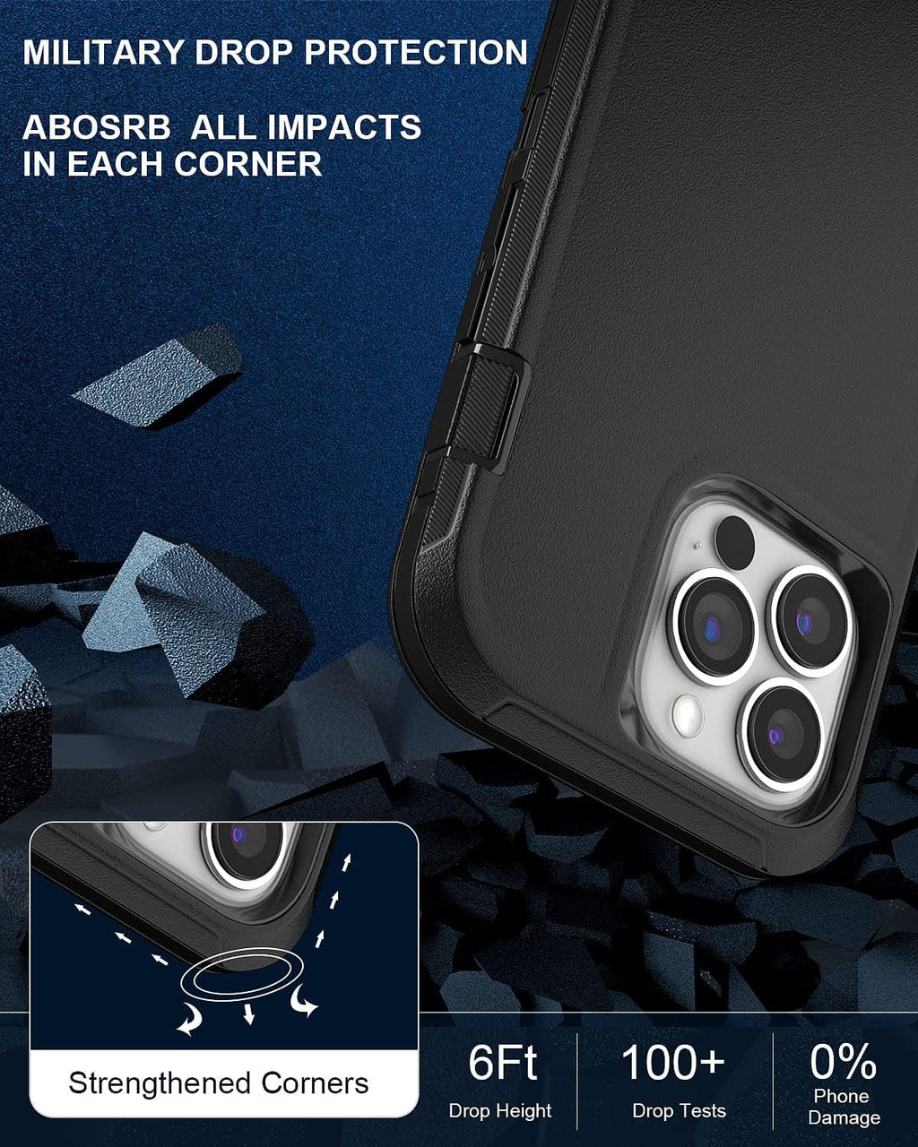 Entronix Bundle Compatible with iPhone XS Max - Heavy Duty Case & 2 Clear Screen Protectors