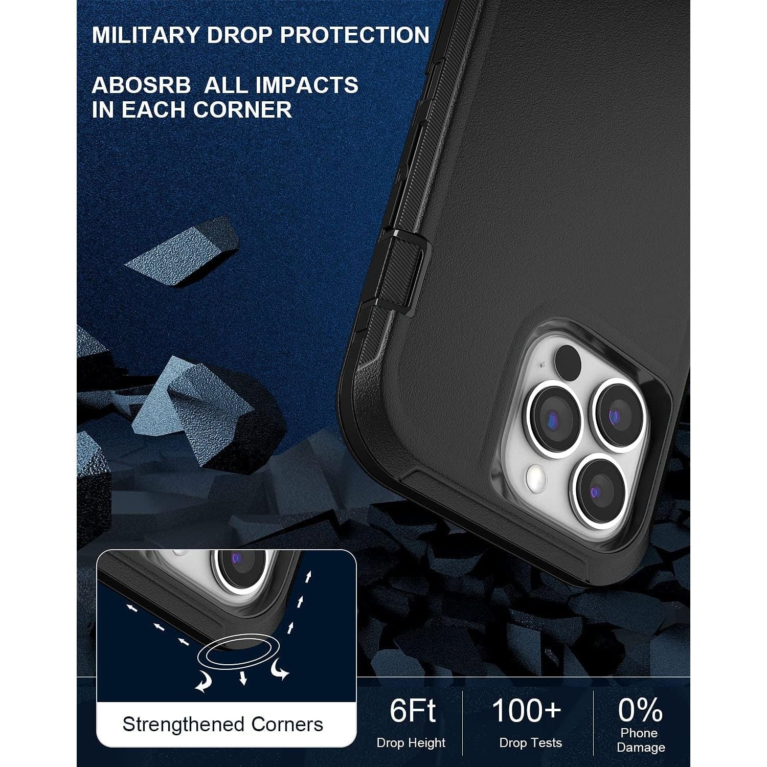 Entronix Bundle Compatible with iPhone 11 Pro - Heavy Duty Case & 2 Clear Screen Protectors