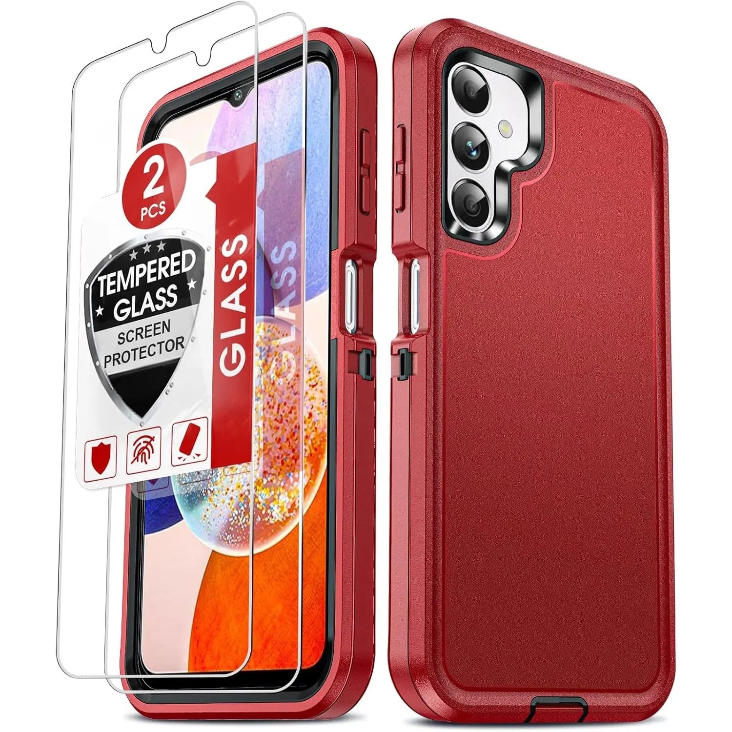 Entronix 3-in-1 Bundle for Samsung Galaxy S24 Plus, Heavy Duty Case & 2 Clear Tempered Glass Screen Protectors - Entro Retail